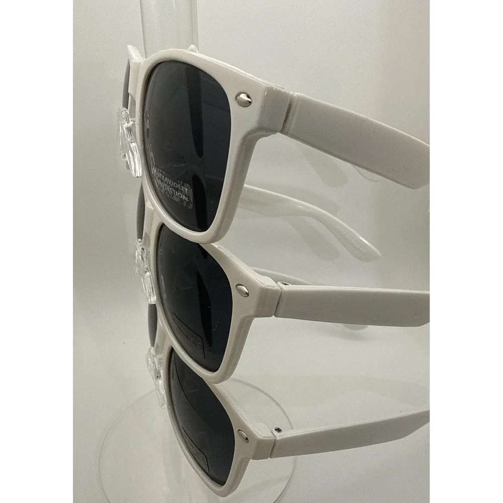 3 X Sunglasses Square White Frame Green Lens  UV Protective WHOLESALE DEAL -NWT